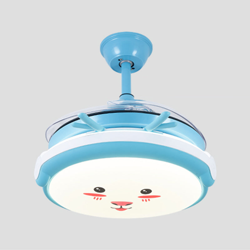 Cartoon Children dormitorio colgante ventilador de ventilador de ventilador de animales semi rascilla de techo luz de techo
