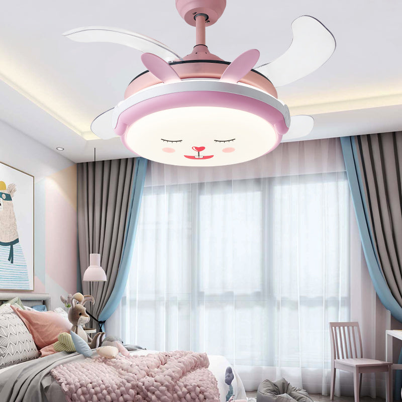 Cartoon Children dormitorio colgante ventilador de ventilador de ventilador de animales semi rascilla de techo luz de techo