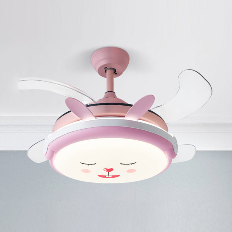 Cartoon Children dormitorio colgante ventilador de ventilador de ventilador de animales semi rascilla de techo luz de techo