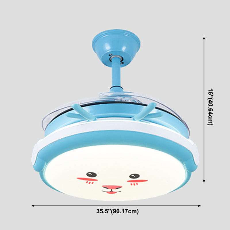 Cartoon Children dormitorio colgante ventilador de ventilador de ventilador de animales semi rascilla de techo luz de techo