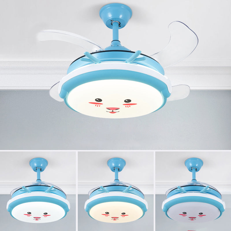 Cartoon Children dormitorio colgante ventilador de ventilador de ventilador de animales semi rascilla de techo luz de techo