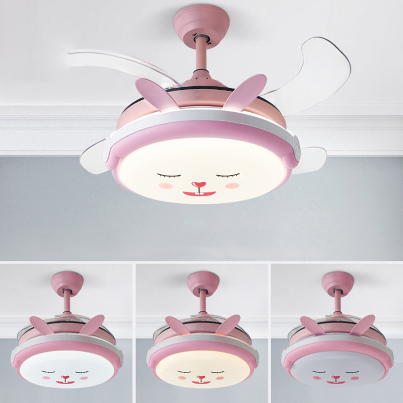 Cartoon Children dormitorio colgante ventilador de ventilador de ventilador de animales semi rascilla de techo luz de techo