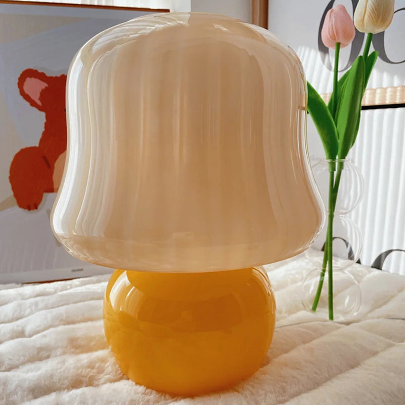 Light a bulloni da tavola moderna vetro giallo da scrivania da funghi per soggiorno camera da letto