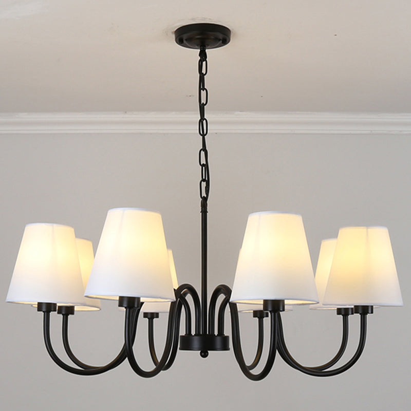 Traditional Style Chandelier Light Fabric Shade Lighting Fixture for Living Room