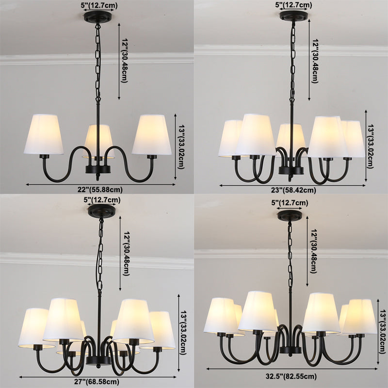 Traditional Style Chandelier Light Fabric Shade Lighting Fixture for Living Room