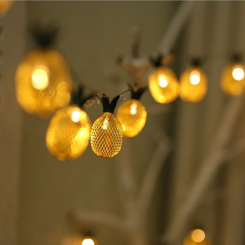 Gold Pineapple String Lamp Art Decor Metal LED Festive Light for Bedroom