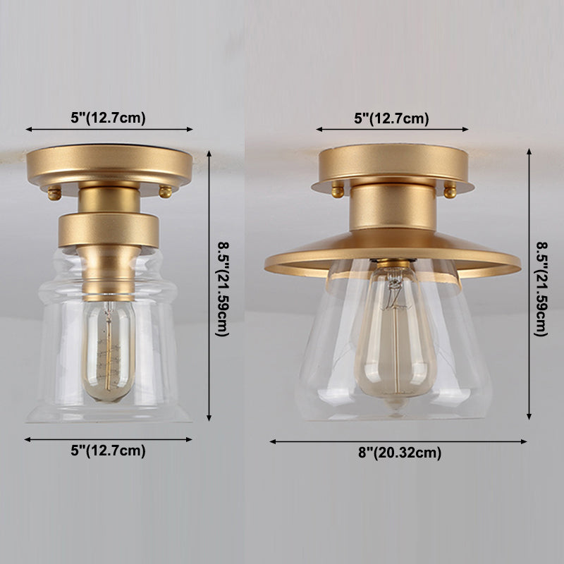 1-Light Flush Mount Light Fixture Traditional Flush Mount Lamp with Glass Shade