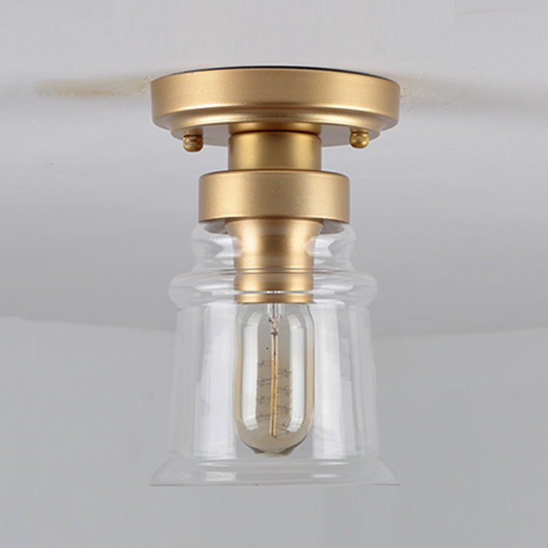 1-Light Flush Mount Light Fixture Traditional Flush Mount Lamp with Glass Shade