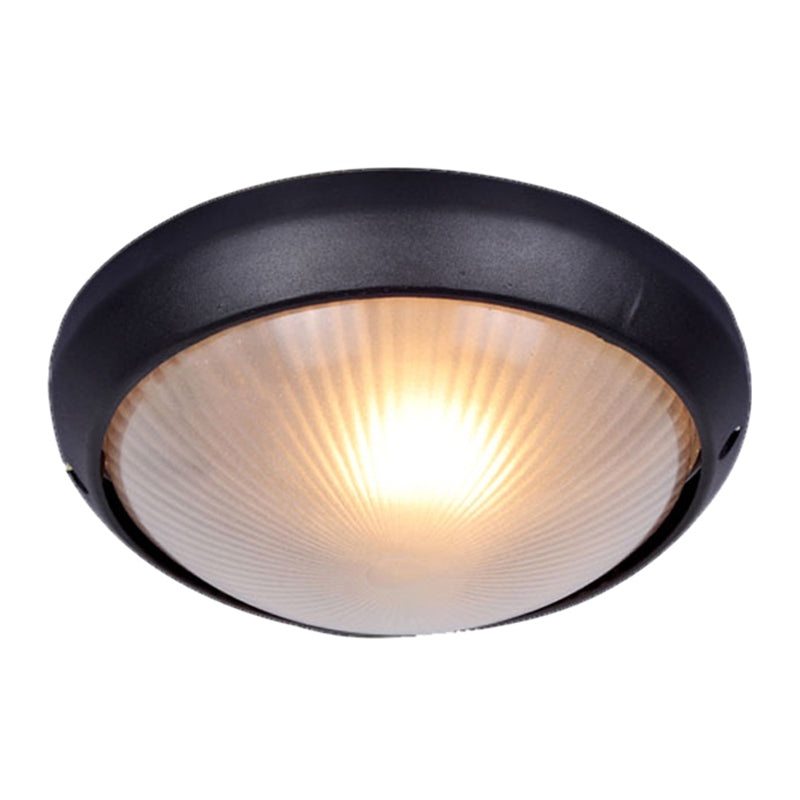 1-Light Flush Mount Light Fixture Traditional Dome Close To Ceiling Lamp with White Glass Shade