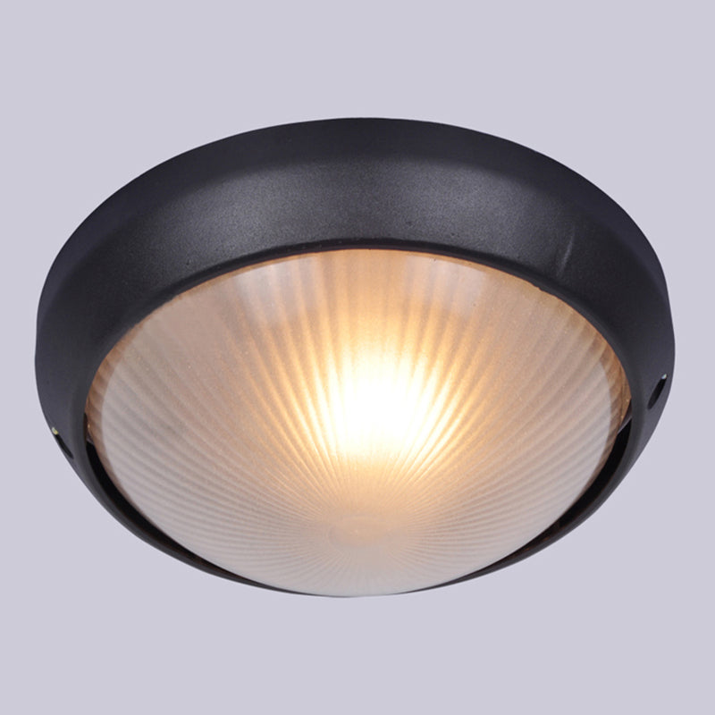 1-Light Flush Mount Light Fixture Traditional Dome Close To Ceiling Lamp with White Glass Shade