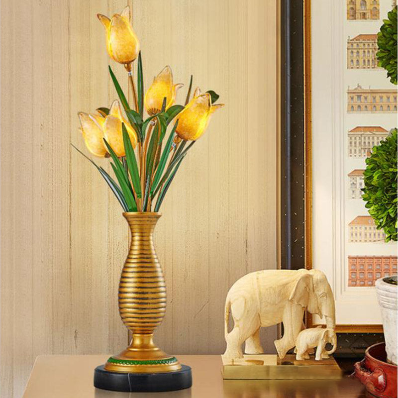 Gouden Tulp LED TAK LAMP AMERIKAANSE GARDEN METAL 5 Lichten woonkamer nachtkastje licht