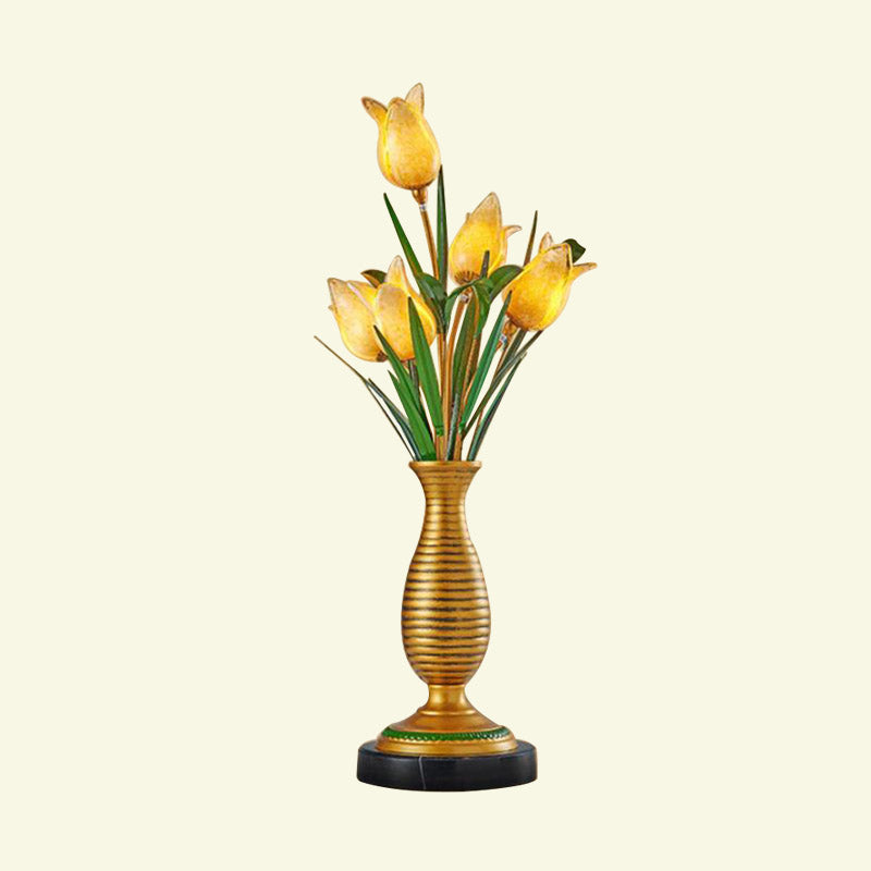Gouden Tulp LED TAK LAMP AMERIKAANSE GARDEN METAL 5 Lichten woonkamer nachtkastje licht