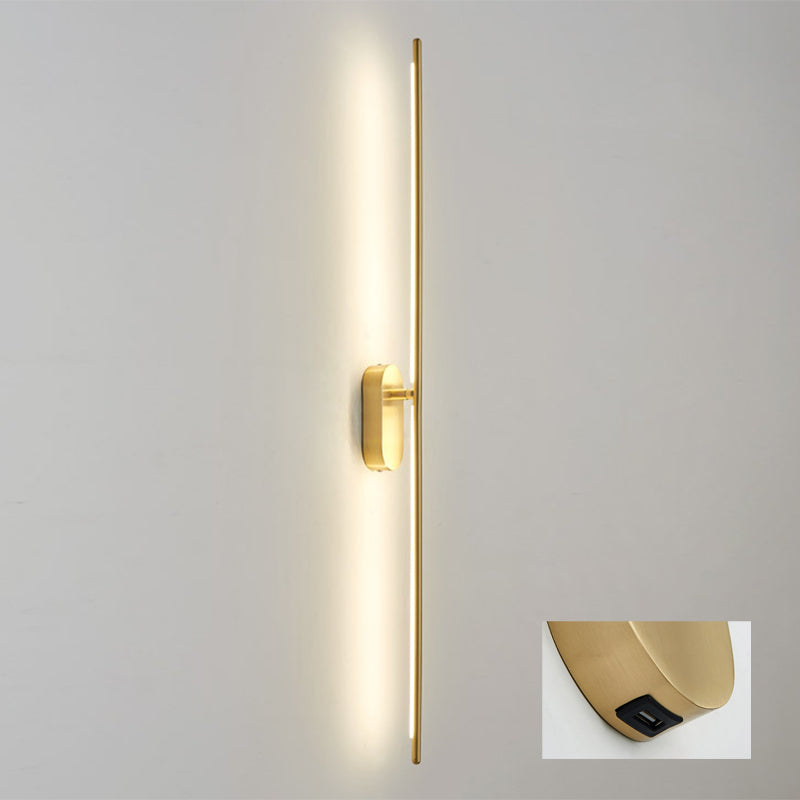 Stick geformte Metallleuchte zeitgenössische goldene LED -Wandlampe für Wohnzimmer