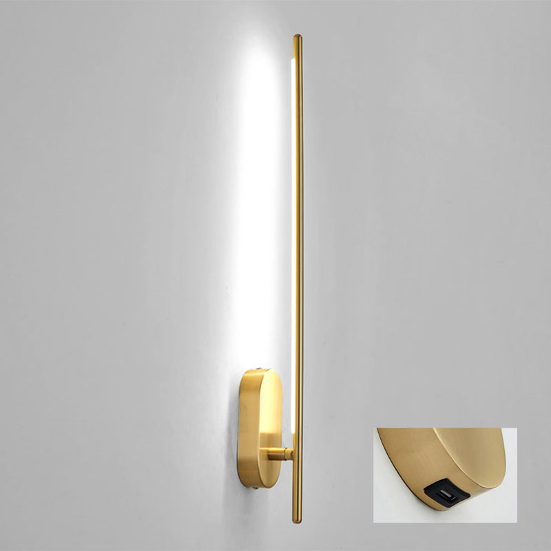 Stick geformte Metallleuchte zeitgenössische goldene LED -Wandlampe für Wohnzimmer