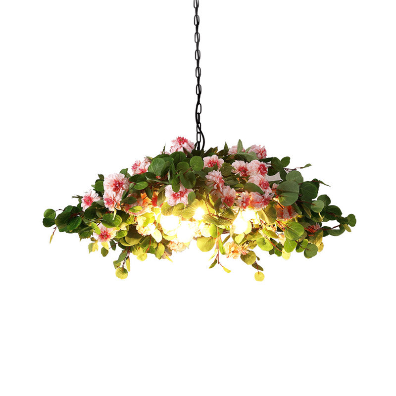 Blossom Metal Chandelier Lighting Retro 3 Lights Restaurant LED Ceiling Lamp in Green, 16"/19.5"/23.5" W