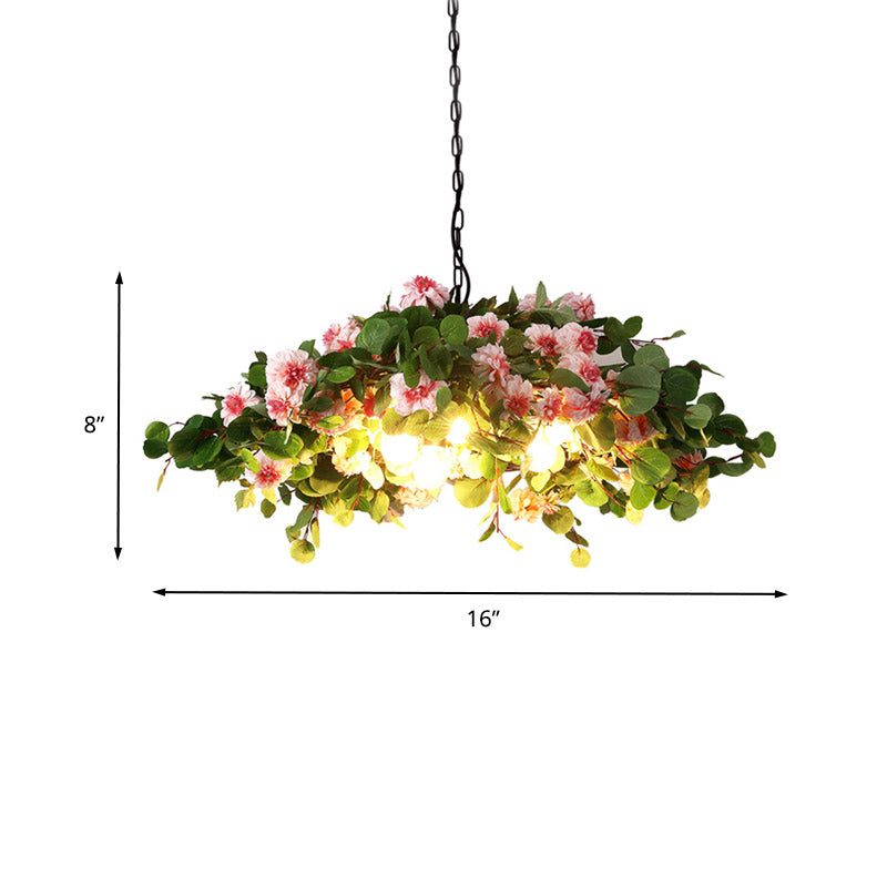 Blossom Metal Chandelier Lighting Retro 3 Lights Restaurant LED Ceiling Lamp in Green, 16"/19.5"/23.5" W