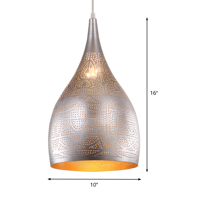 1 lichte traanhangende verlichting traditionele zwart/zilver/messing afwerking metalen plafond hanglamp