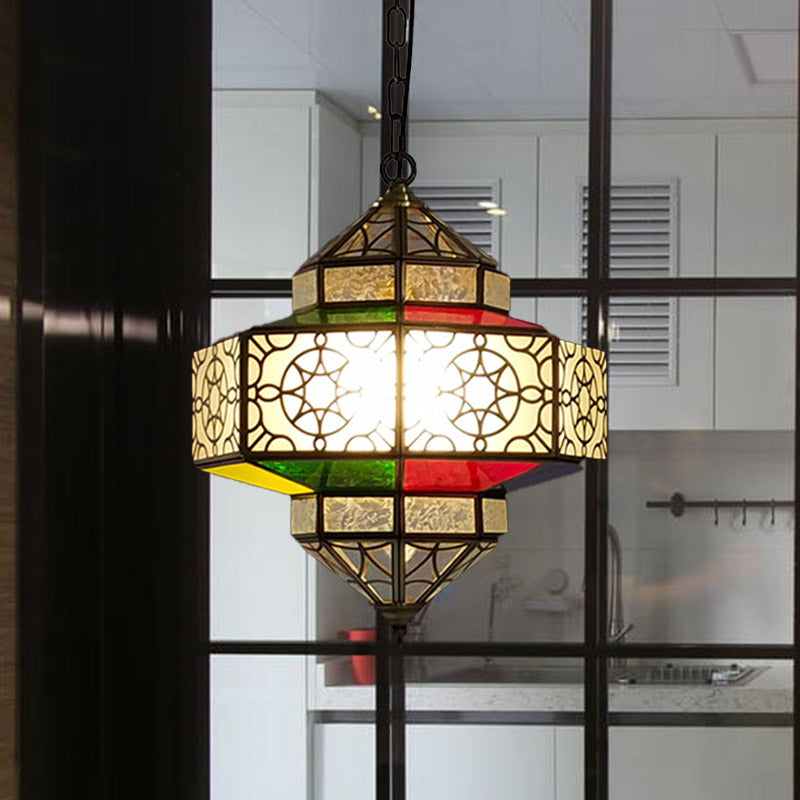 1 Kopfhänger Beleuchtung Art Deco Lantern Metall Hanging Lampe in Schwarz für die Küche