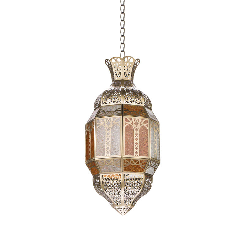 Metal Brass Finish Hanging Lighting Lantern 1-Head Traditional Ceiling Pendant Lamp