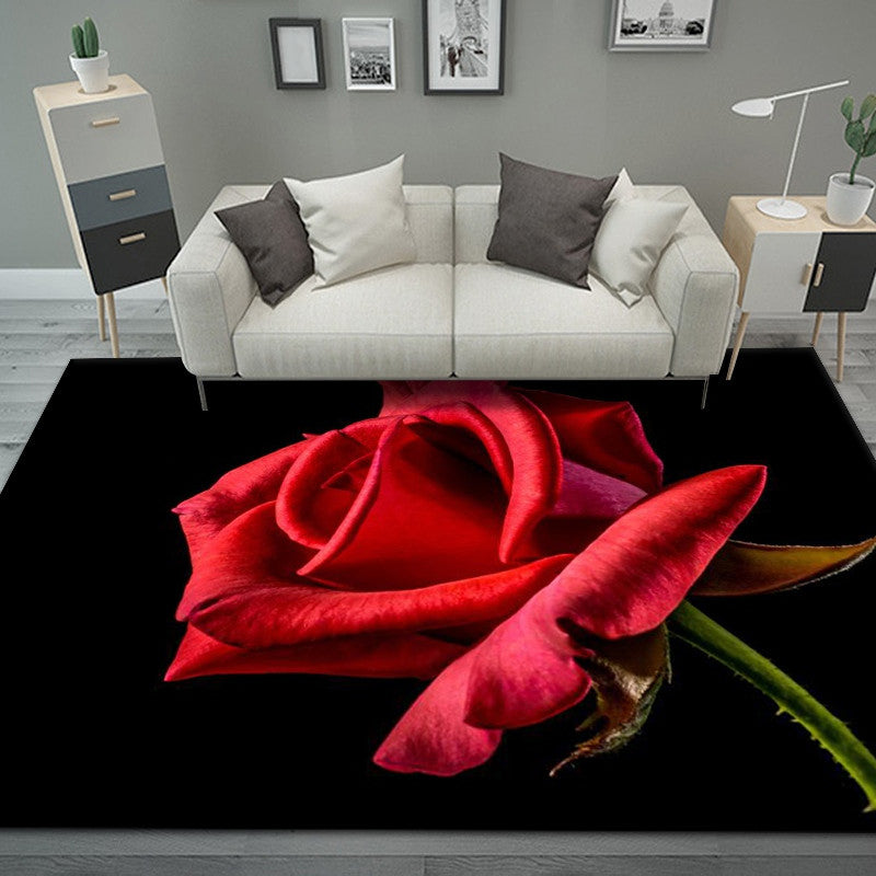 Dark Red Novelty Rug Blending Rose Blended Indoor Rug Washable Rug for Living Room