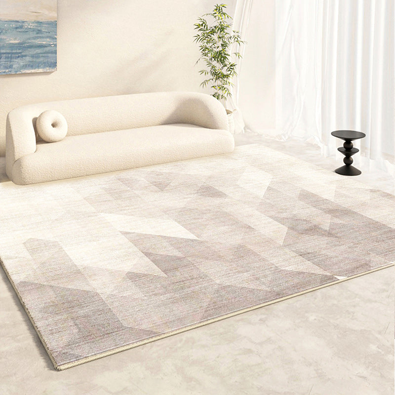 Apricot Modern Area Carpet Plain Pattern Polyester Area Rug Non-Slip Backing Rug for Living Room