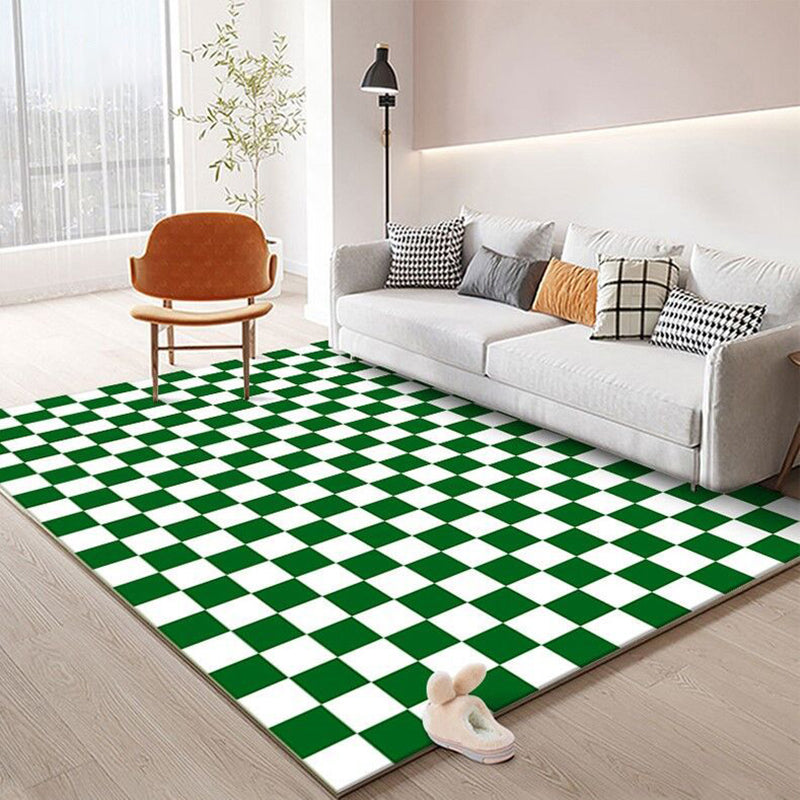 Hip Hop Home Decoration Rug Checkered Printed Carpet Polyester Non-Slip Backing Indoor Carpet