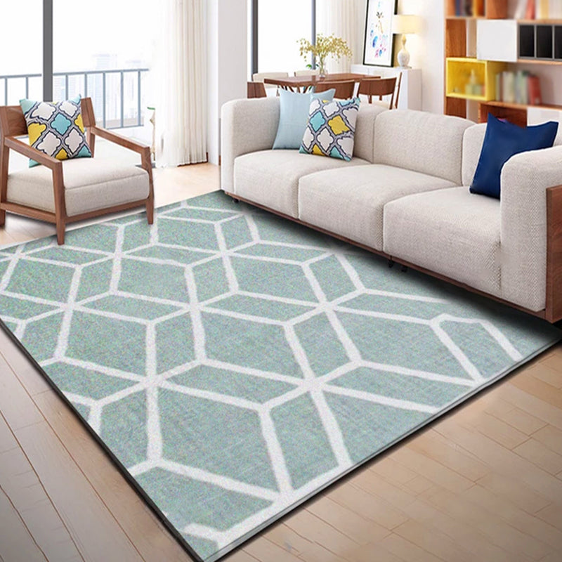 Apricot Modern Area Rug Geometric Pattern Polyester Area Carpet Stain Resistant Rug for Home Decor