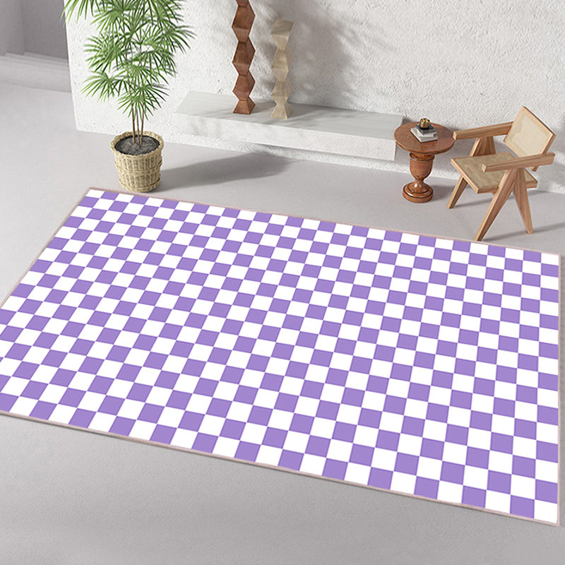 Chic Modern Area Carpet Plaid Pattern Polyester Area Rug Non-Slip Backing Rug for Home Decor