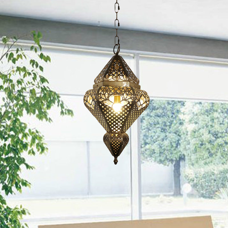 Messing 1 lichte hangende lamp traditionele metalen pompoen hangende verlichtingsarmatuur voor woonkamer
