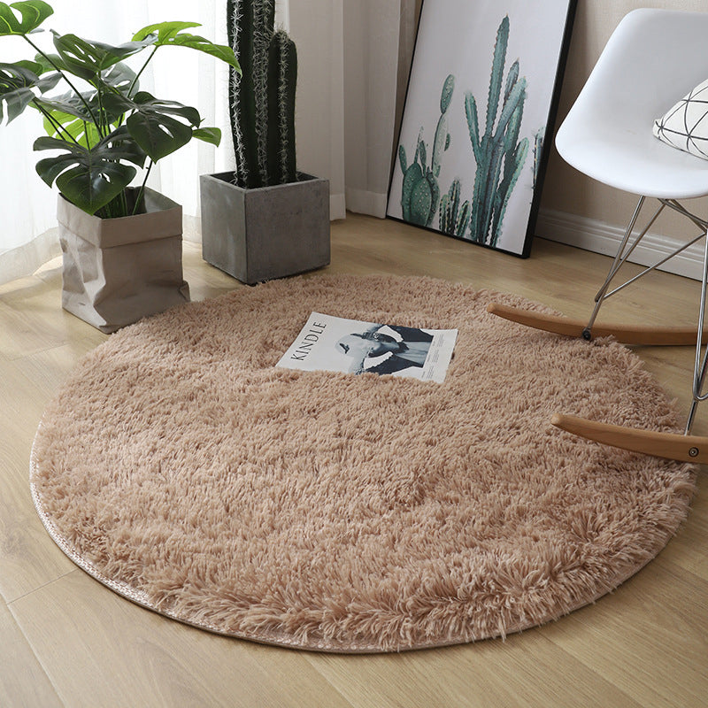 Round Plain Shag Trug Polyester Modern tapijt Non-slip achterbreien binnen tapijt voor woonkamer