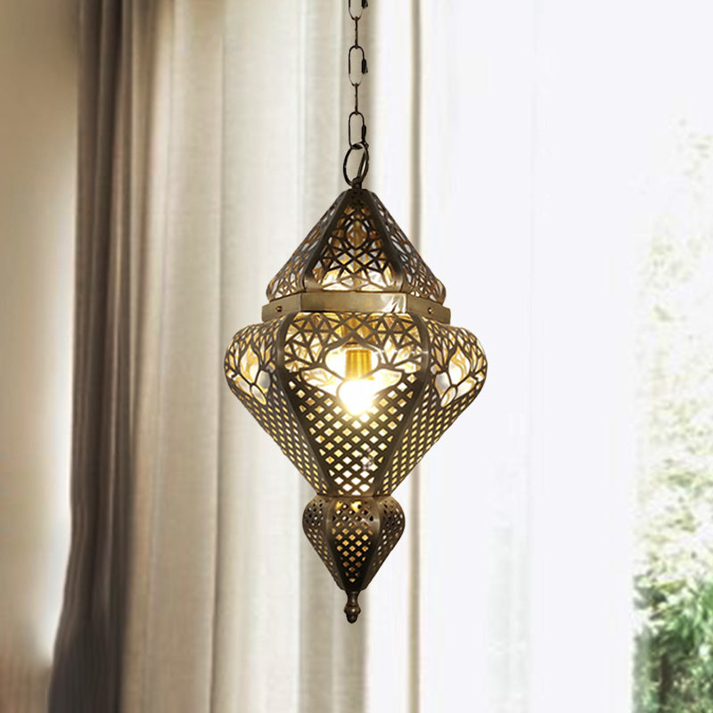 Messing 1 lichte hangende lamp traditionele metalen pompoen hangende verlichtingsarmatuur voor woonkamer