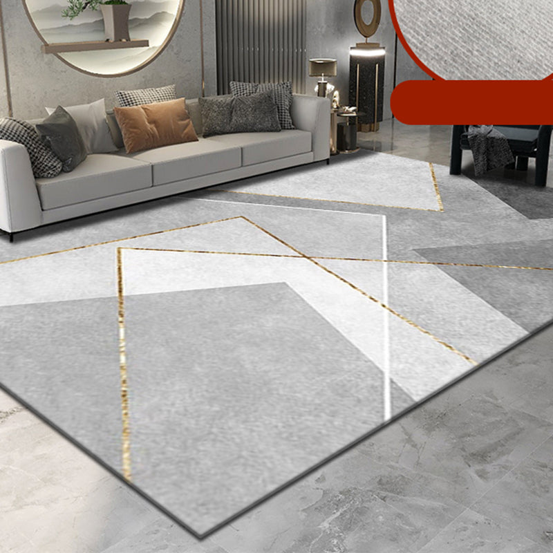Light Grey Graphic Rug Blending Modern Indoor Rug Non-Slip Backing Rug for Living Room
