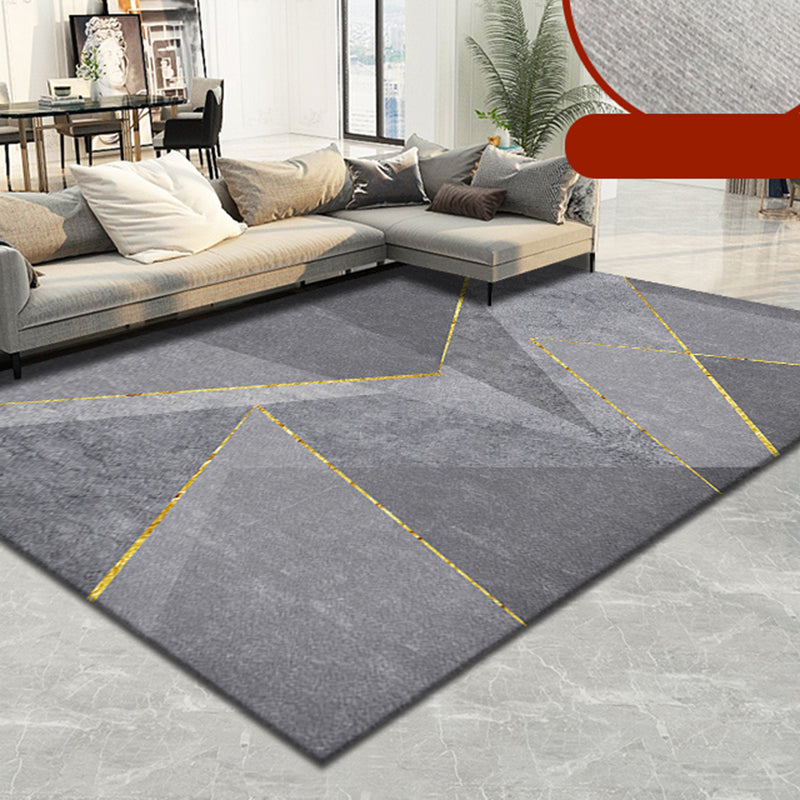Light Grey Graphic Rug Blending Modern Indoor Rug Non-Slip Backing Rug for Living Room