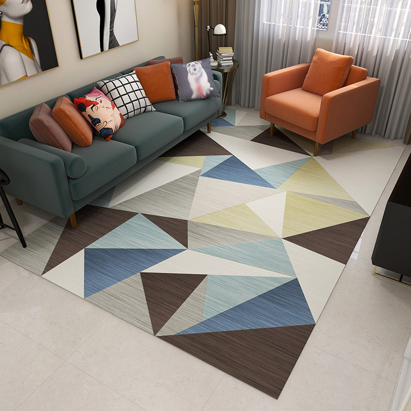 Stylish Modern Rug Geometric Pattern Polyester Area Rug Anti-Slip Easy Care Carpt for Living Room
