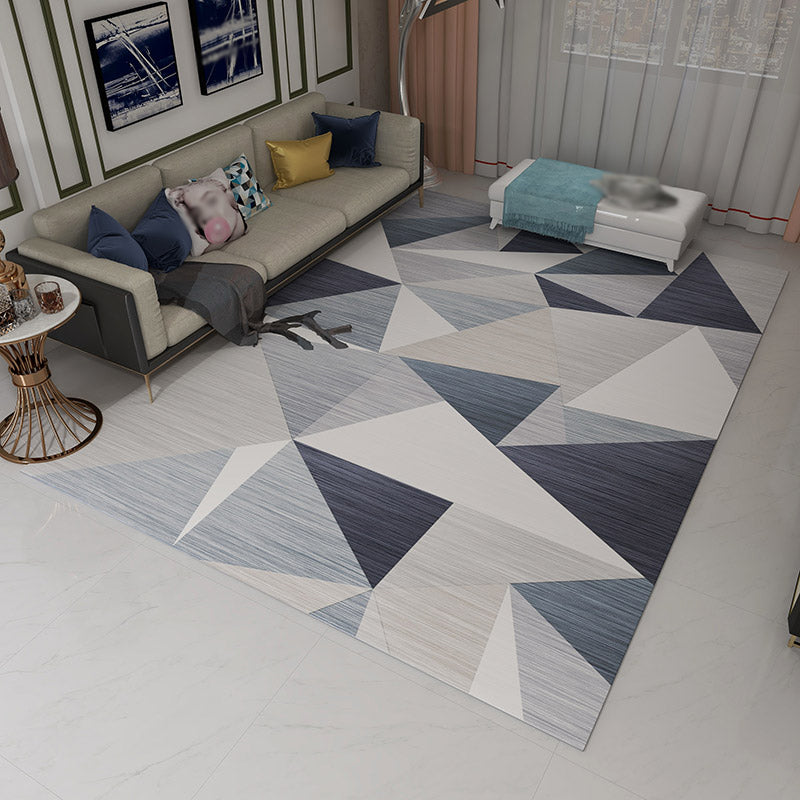 Stylish Modern Rug Geometric Pattern Polyester Area Rug Anti-Slip Easy Care Carpt for Living Room