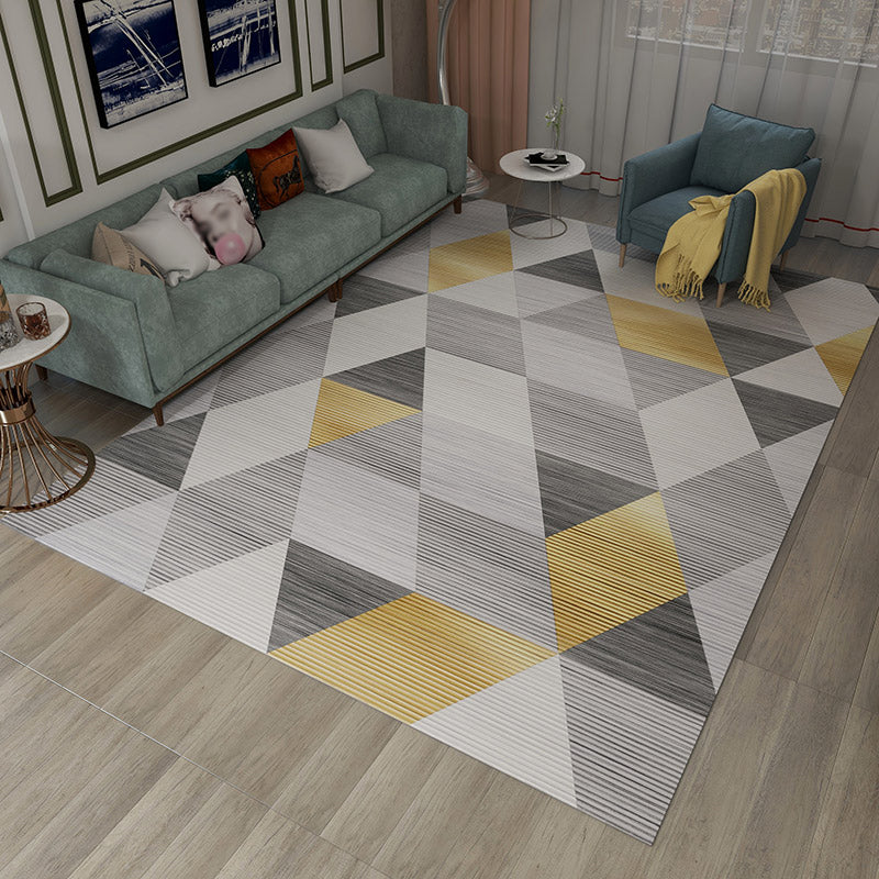 Stylish Modern Rug Geometric Pattern Polyester Area Rug Anti-Slip Easy Care Carpt for Living Room