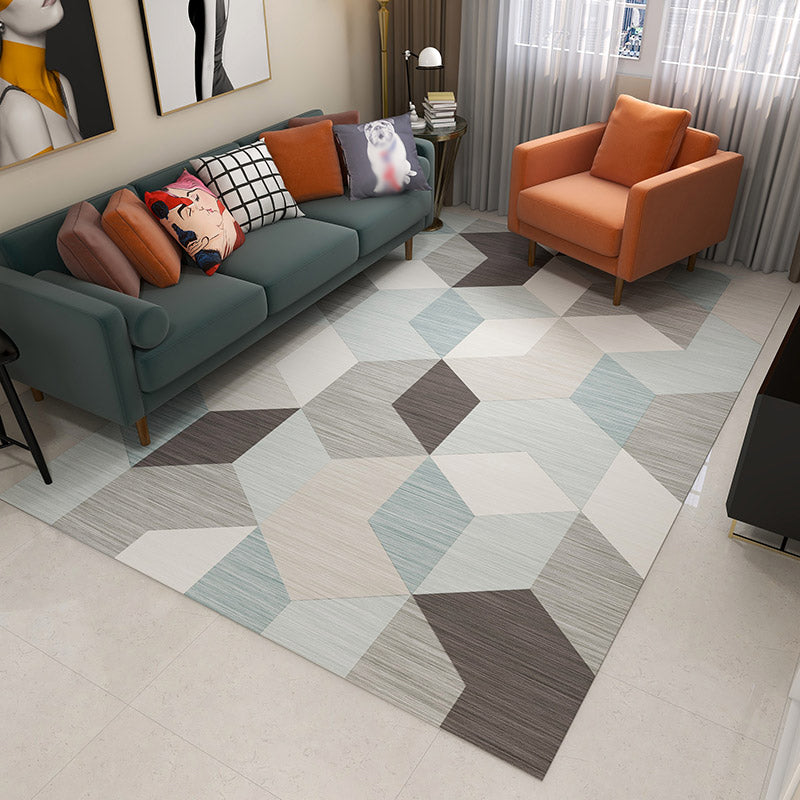 Stylish Modern Rug Geometric Pattern Polyester Area Rug Anti-Slip Easy Care Carpt for Living Room