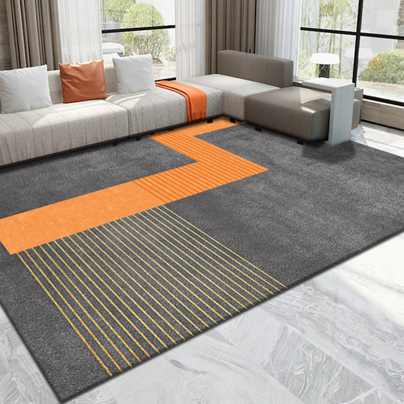 Orange Modern Carpet Blending Striped Carpet Non-Slip Backing Carpet for Home Decor