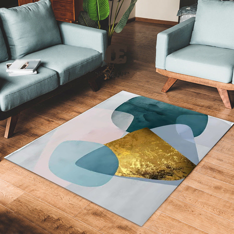 Gold Simplicity Rug Polyester Color Block Rug Washable Rug for Living Room