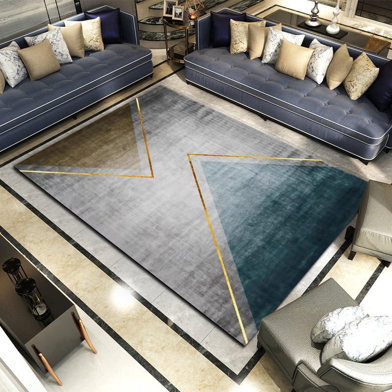 Gold Simplicity Rug Polyester Color Block Rug Washable Rug for Living Room
