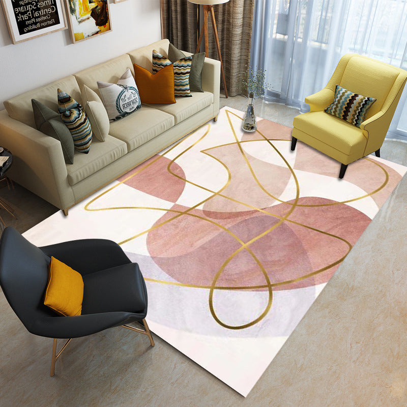 Gold Simplicity Rug Polyester Color Block Rug Washable Rug for Living Room