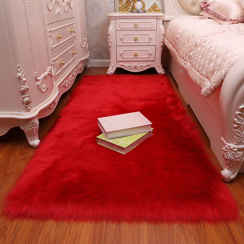 Relaxing Solid Shag Rug Polyester Area Rug Pet Friendly Indoor Carpet for Home Decoration