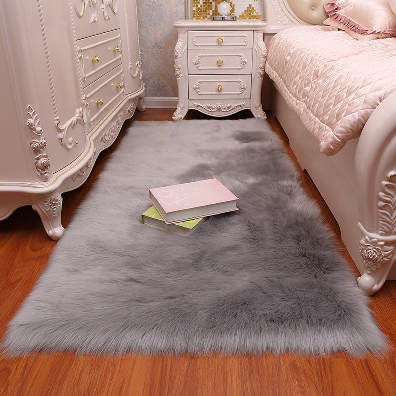 Relaxing Solid Shag Rug Polyester Area Rug Pet Friendly Indoor Carpet for Home Decoration