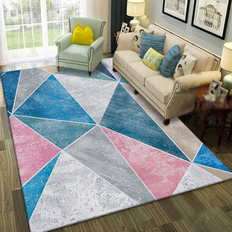 Modern Geometric Print Rug Washable Carpet Washable Polyester Indoor Rug for Living Room