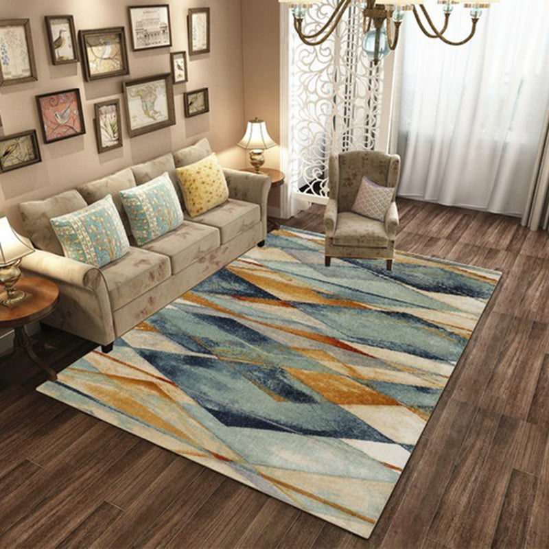 Modern Geometric Print Rug Washable Carpet Washable Polyester Indoor Rug for Living Room