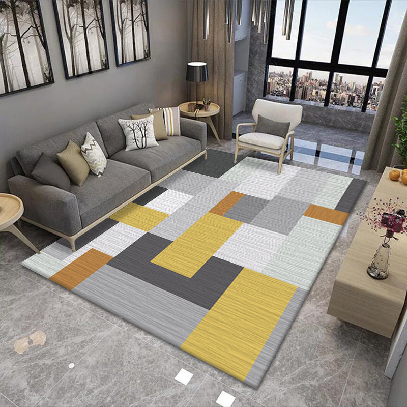 Modern Geometric Print Rug Washable Carpet Washable Polyester Indoor Rug for Living Room