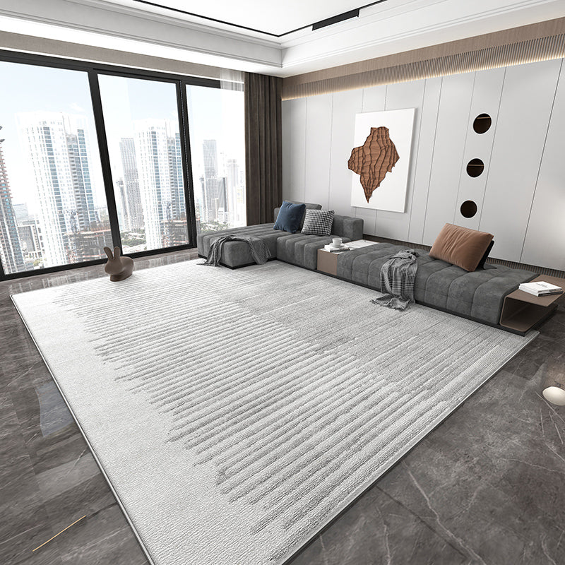 Grey Geometric Print Rug Modern Polyester Area Rug Stain Resistant Carpet for Home Decor