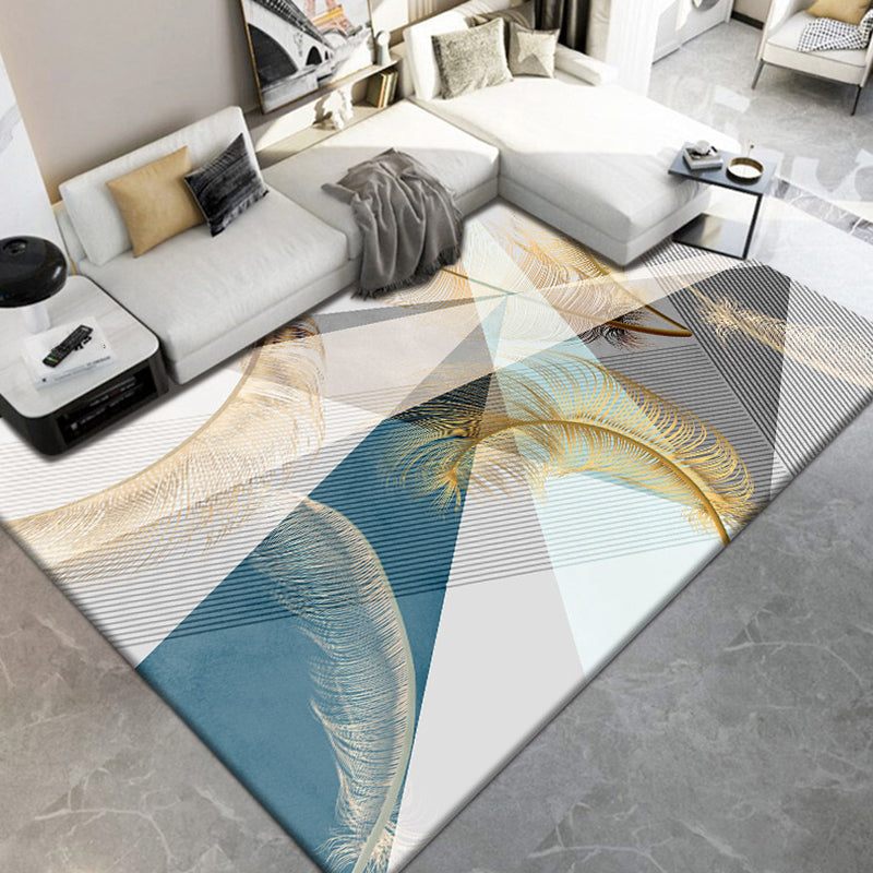 Chic Modern Area Carpet Geometric Print Polyester Area Rug Non-Slip Backing Rug for Home Decor