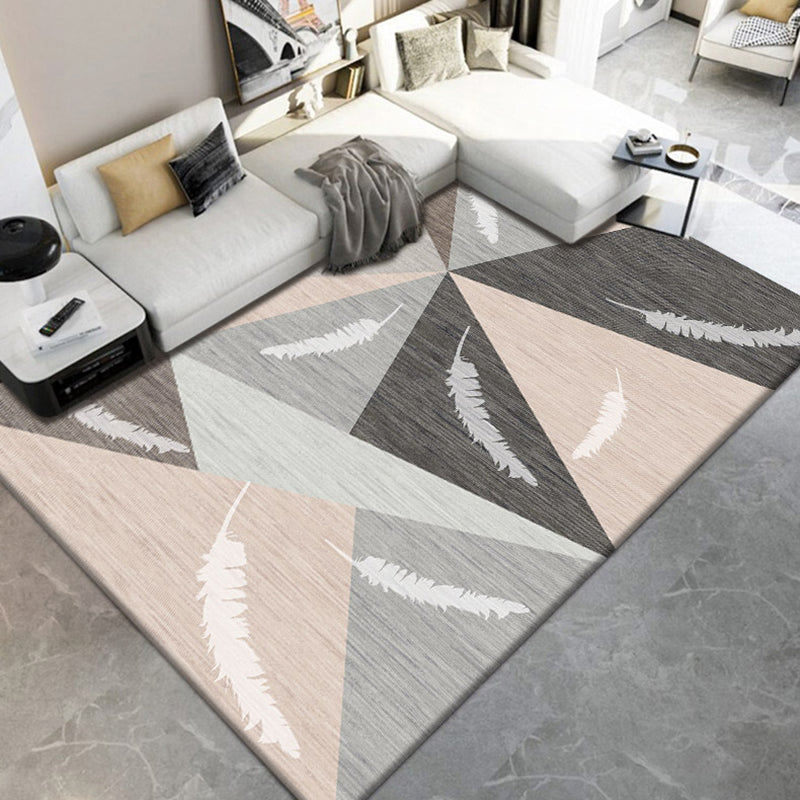 Chic Modern Area Carpet Geometric Print Polyester Area Rug Non-Slip Backing Rug for Home Decor