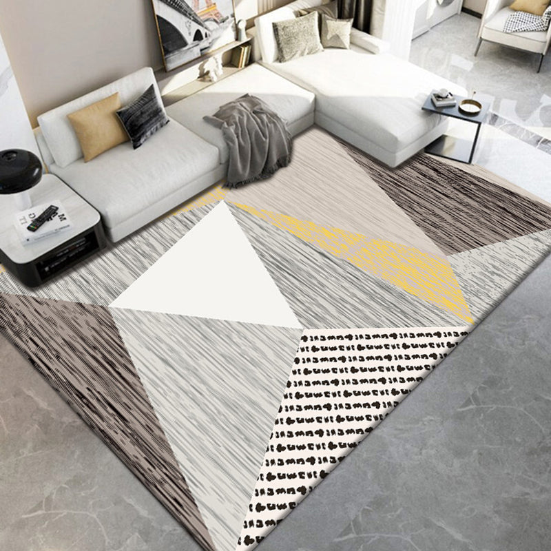 Chic Modern Area Carpet Geometric Print Polyester Area Rug Non-Slip Backing Rug for Home Decor
